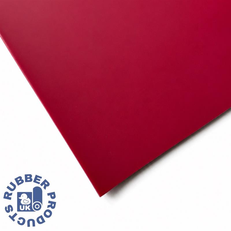 3mm Thick Red/Pink 50sh Silicone Fabric Finish One Side, Smooth Finish One Side